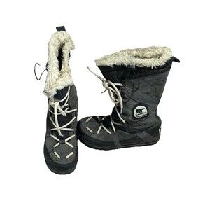 SOREL Glacy Explorer Winter Snow Boot Women 8 1/2 8.5 Gray Waterproof NL1977-028